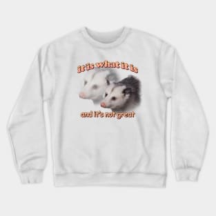 it is what it is... and it's not great possum meme Crewneck Sweatshirt
